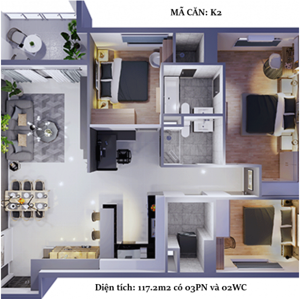 Thiết Kế Căn Hộ Docklands Sài Gòn Mã K2
