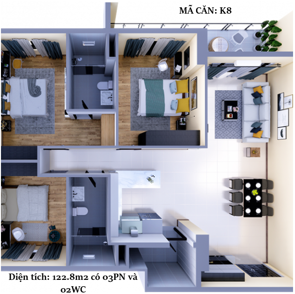 Thiết Kế Căn Hộ Docklands Sài Gòn Mã K8