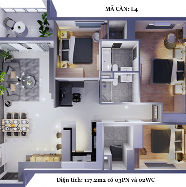 Thiết Kế Căn Hộ Docklands Sài Gòn Mã L4