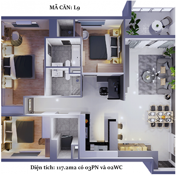 Thiết Kế Căn Hộ Docklands Sài Gòn Mã L9